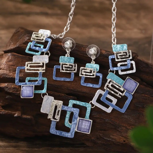 Damen-Schmuckset im Boho-Chic-Stil mit geometrischem Muster