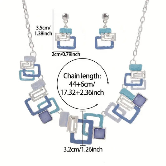 Damen-Schmuckset im Boho-Chic-Stil mit geometrischem Muster